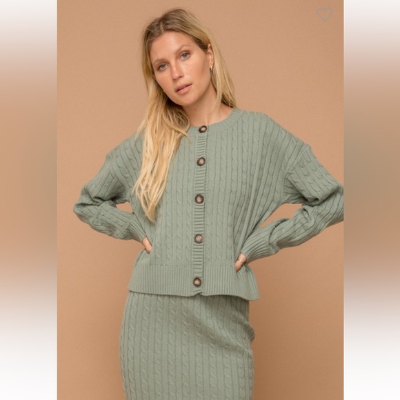 🆕Sweater Skirt Set Button Down Crop Cardigan & Jacquard Skirt Detail S, M & L - Picture 8 of 8